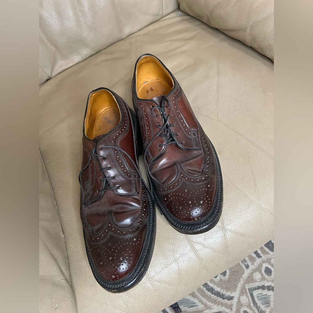 Florsheim Brown Leather Oxford Shoes with Brogue Detailing